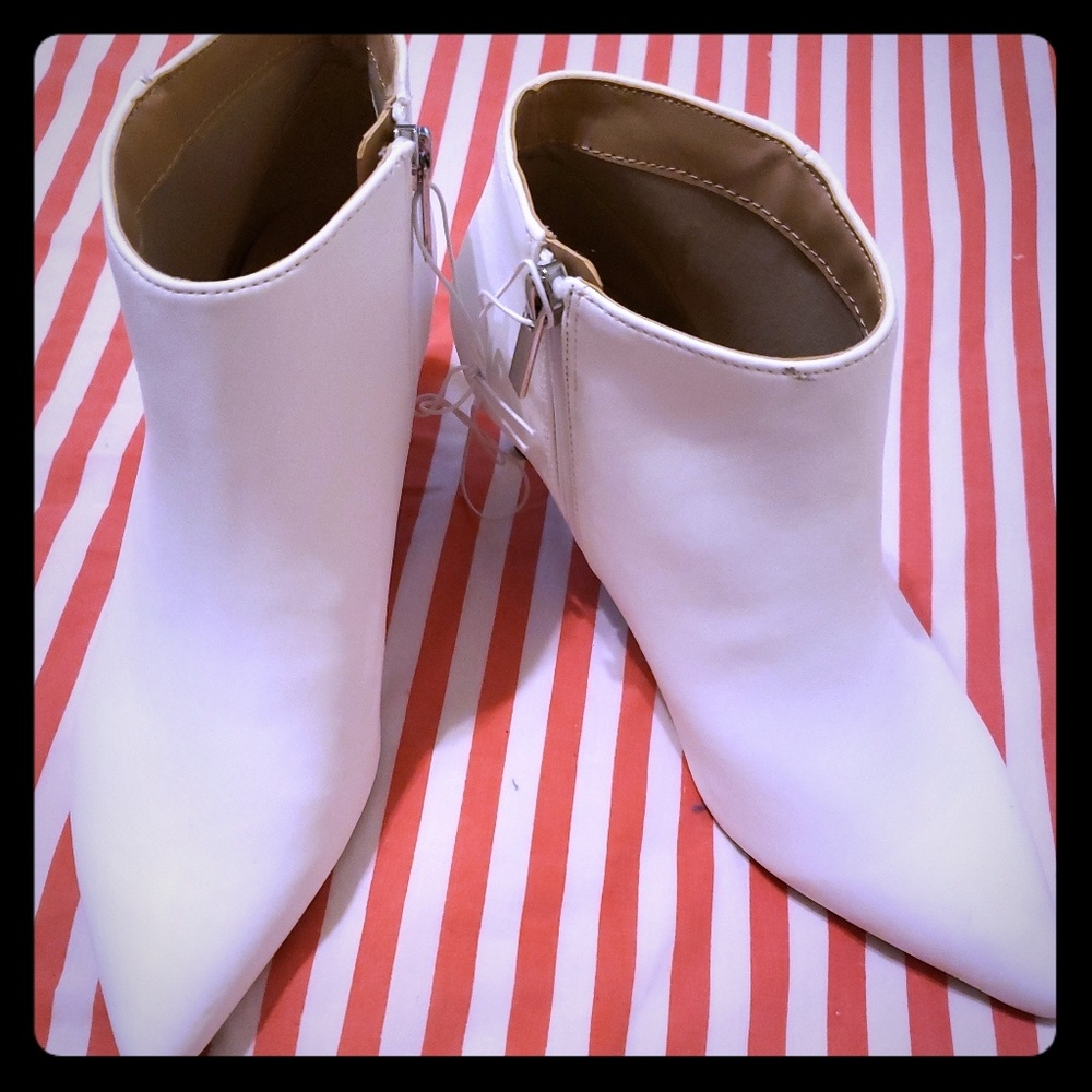 White Kitten Heel Booties